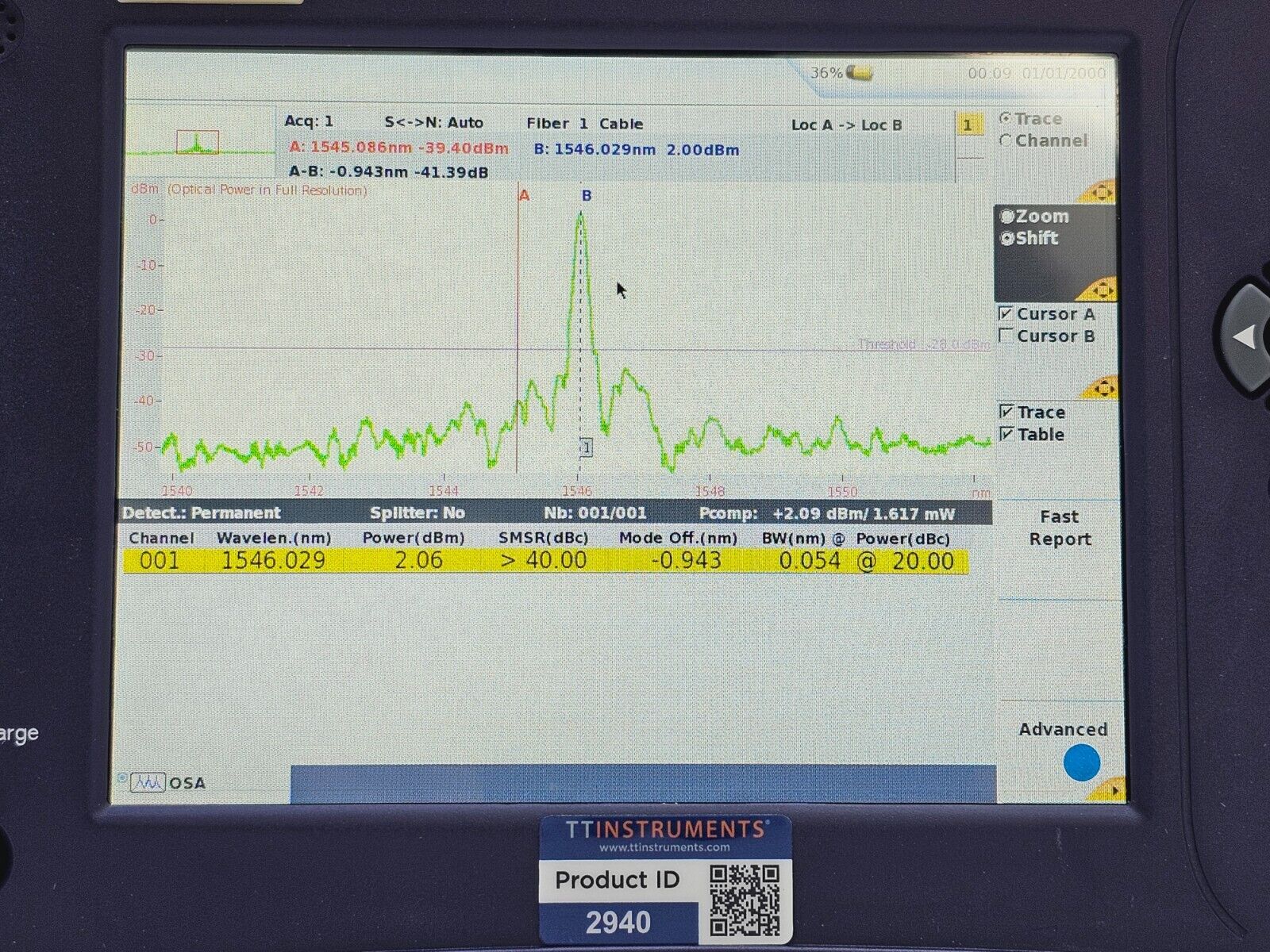 Viavi JDSU 6000A V2 + OSA-110M 1250 - 1650 nm OSA Optical Spectrum Analyzer 1
