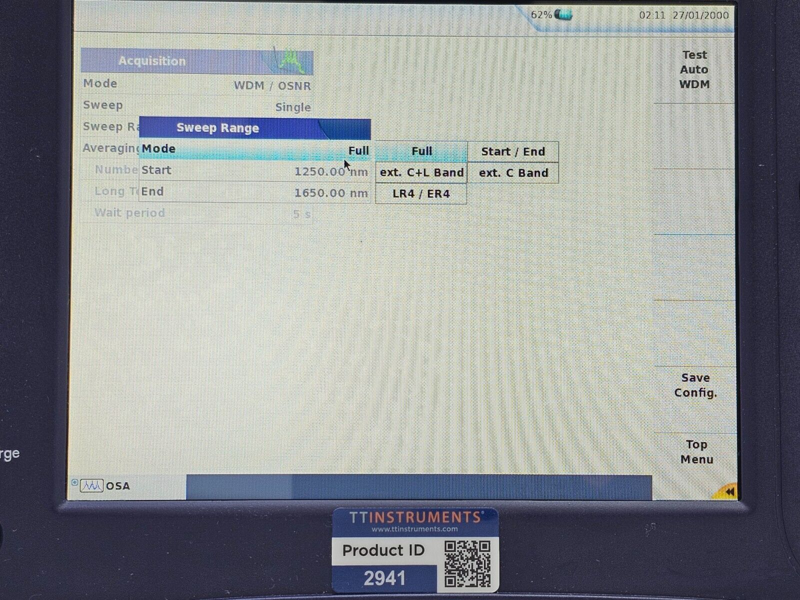 Viavi JDSU 6000A V2 + OSA-110M 1250 - 1650 nm OSA Optical Spectrum Analyzer 2