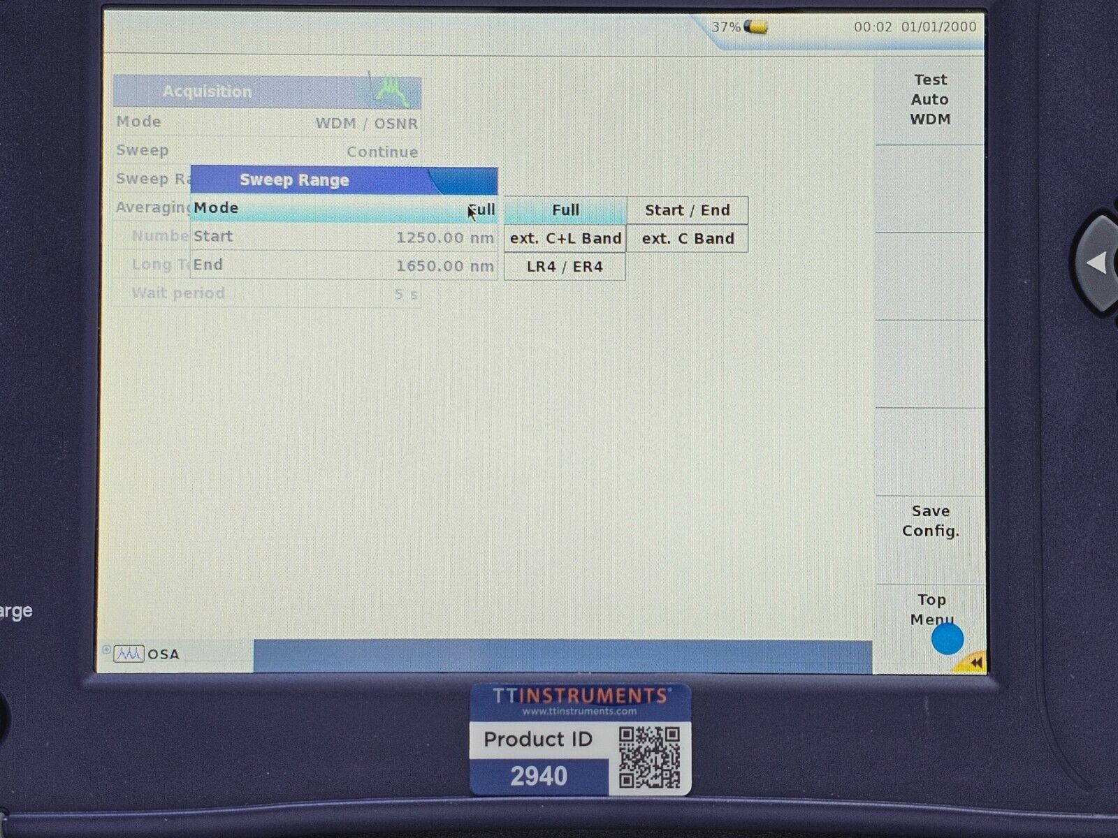 Viavi JDSU 6000A V2 + OSA-110M 1250 - 1650 nm OSA Optical Spectrum Analyzer 1