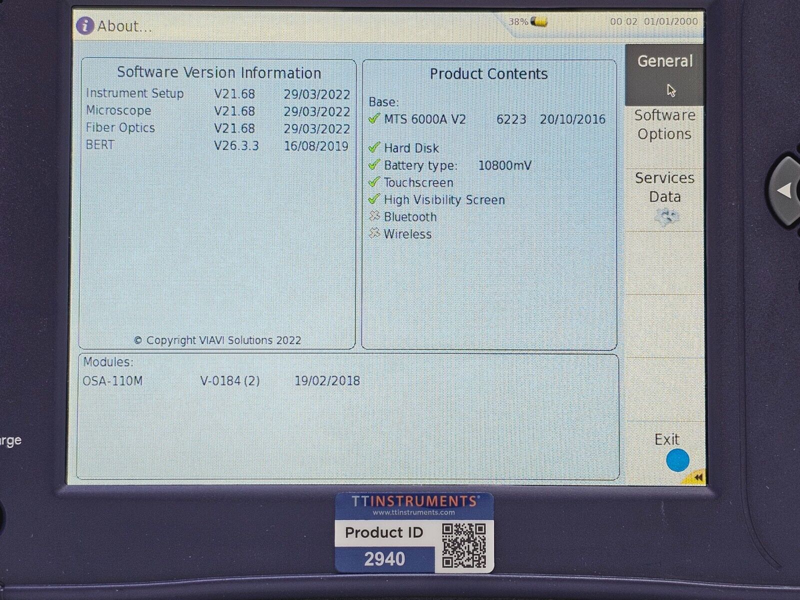 Viavi JDSU 6000A V2 + OSA-110M 1250 - 1650 nm OSA Optical Spectrum Analyzer 1