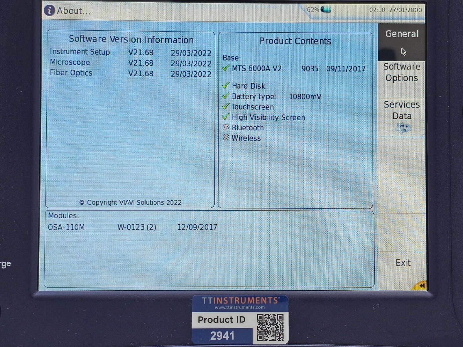 Viavi JDSU 6000A V2 + OSA-110M 1250 - 1650 nm OSA Optical Spectrum Analyzer 2