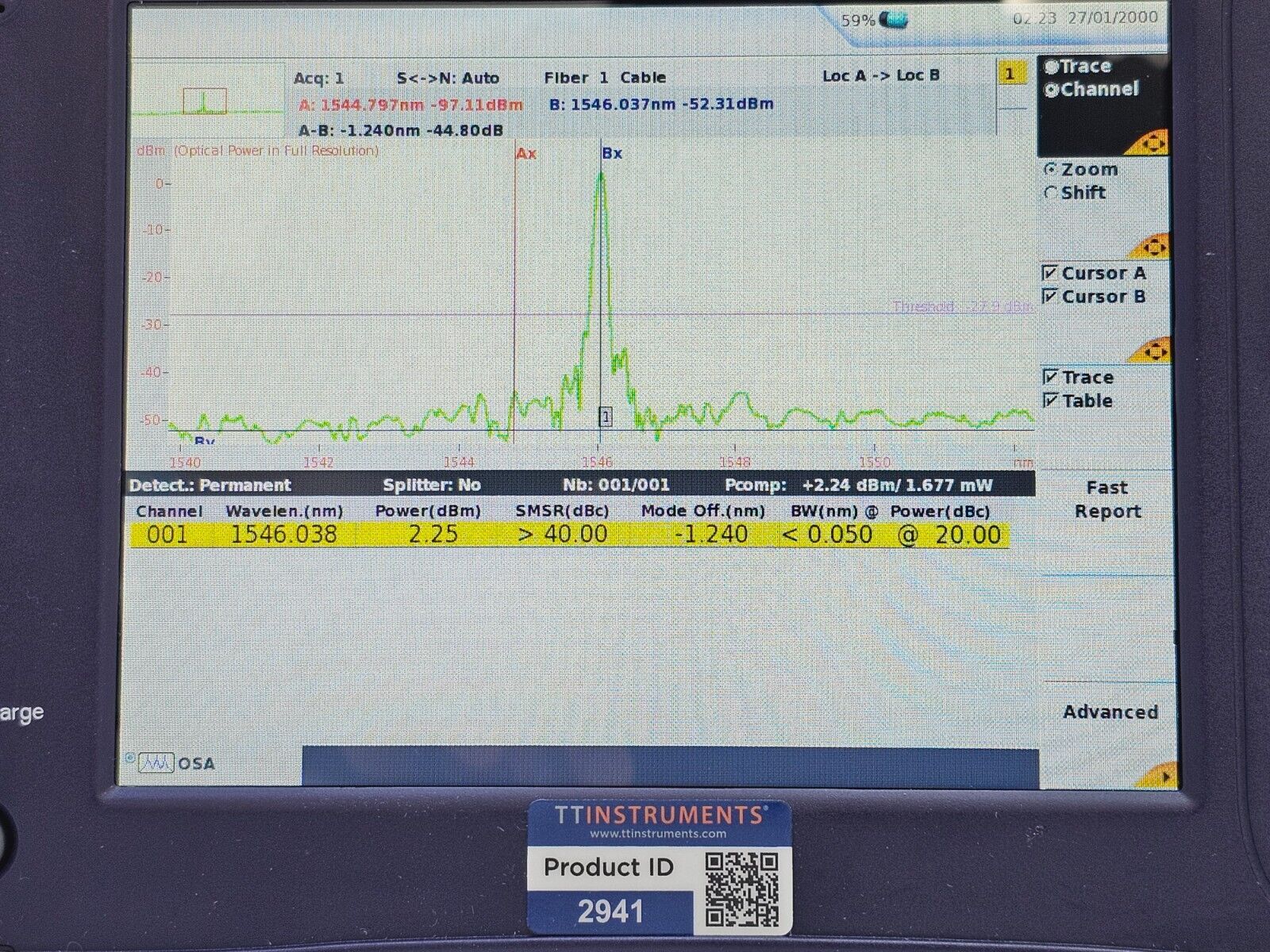 Viavi JDSU 6000A V2 + OSA-110M 1250 - 1650 nm OSA Optical Spectrum Analyzer 2
