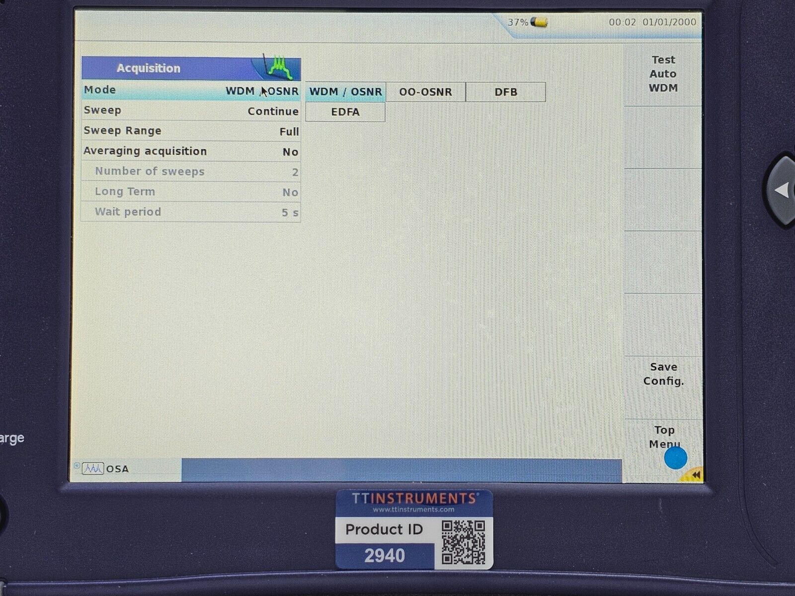Viavi JDSU 6000A V2 + OSA-110M 1250 - 1650 nm OSA Optical Spectrum Analyzer 1