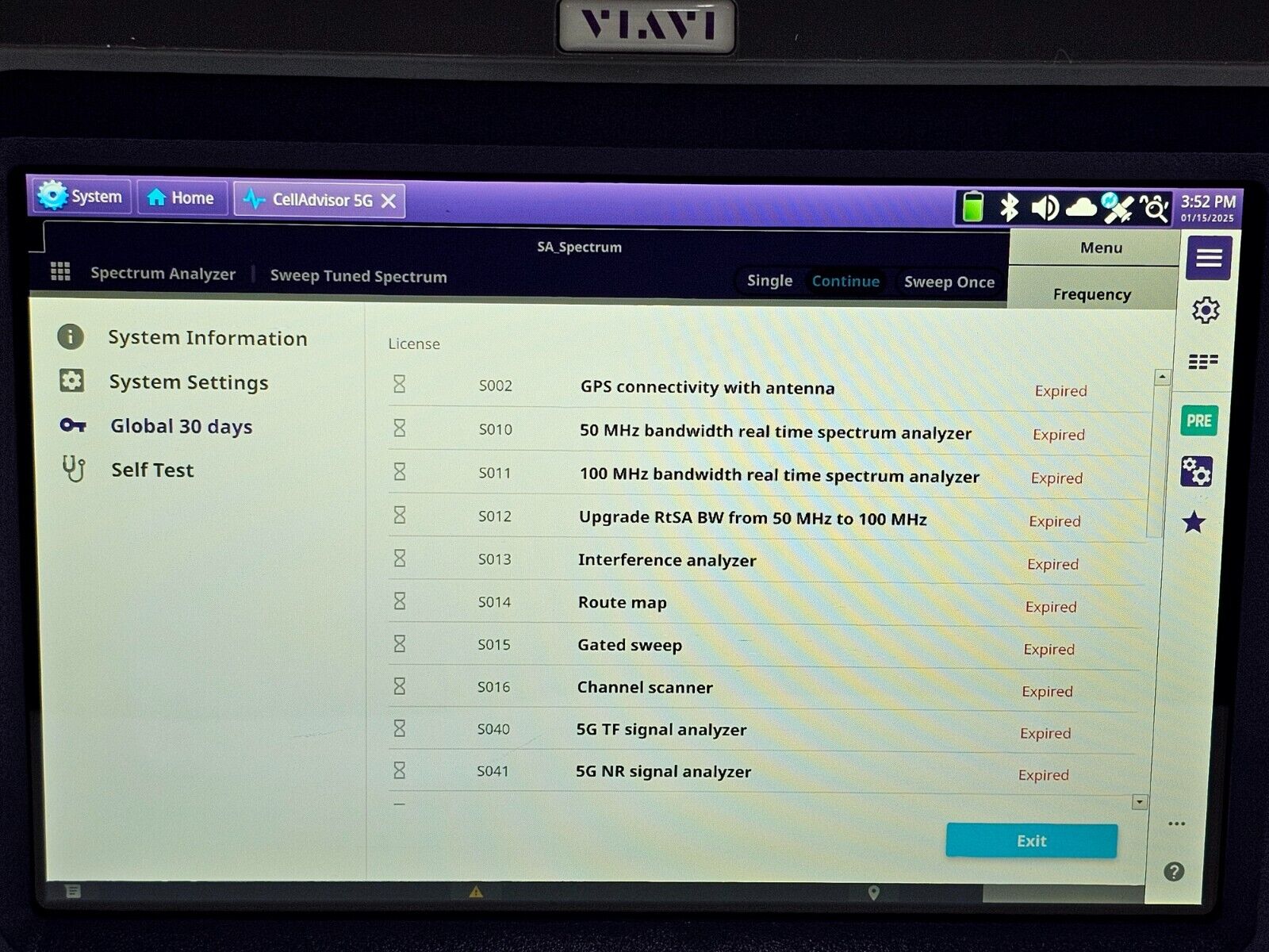 Viavi JDSU CA5000 CellAdvisor 5G Option F001 5G NR FR1 - 6 GHz