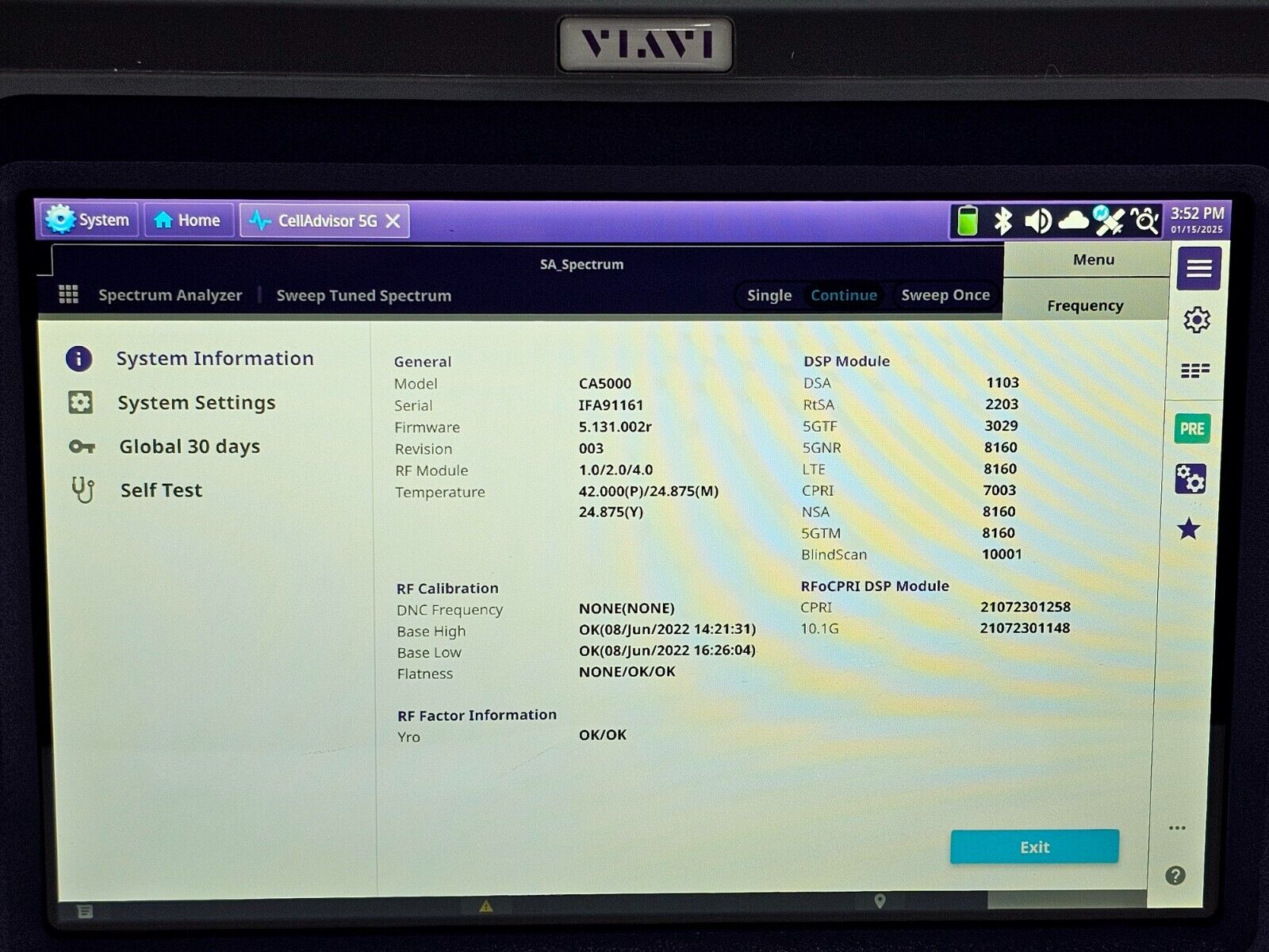 Viavi JDSU CA5000 CellAdvisor 5G Option F001 5G NR FR1 - 6 GHz
