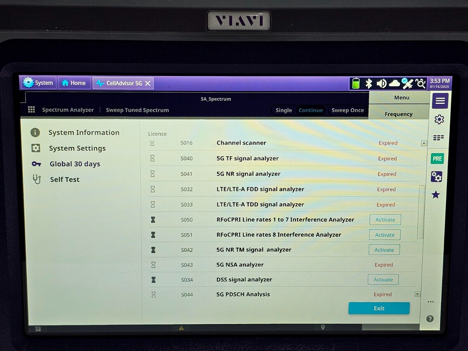 Viavi JDSU CA5000 CellAdvisor 5G Option F001 5G NR FR1 - 6 GHz