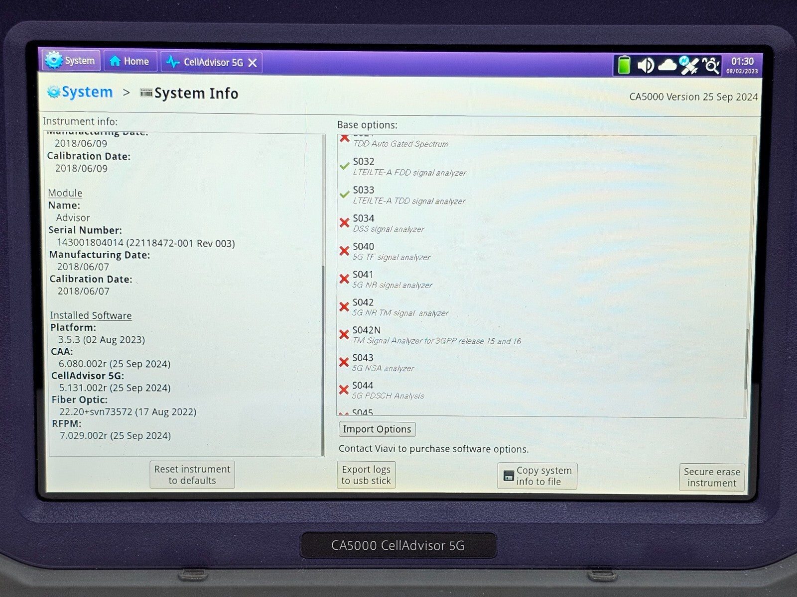 Viavi JDSU CA5000 CellAdvisor 5G Option F002 5G NR FR1 - 6 GHz & FR2 - 40 GHz