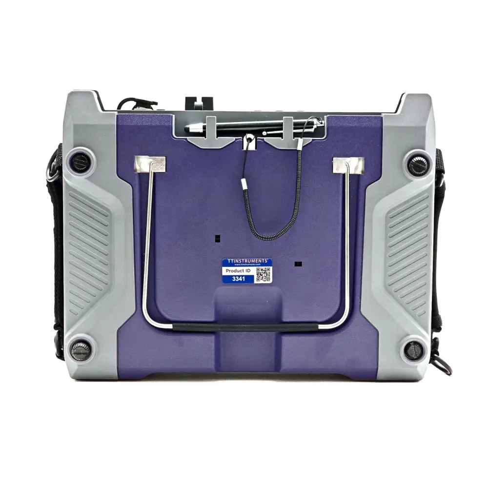 VIAVI CA5000 CellAdvisor 5G rear panel showing kickstand, TT Instruments product ID label 3341