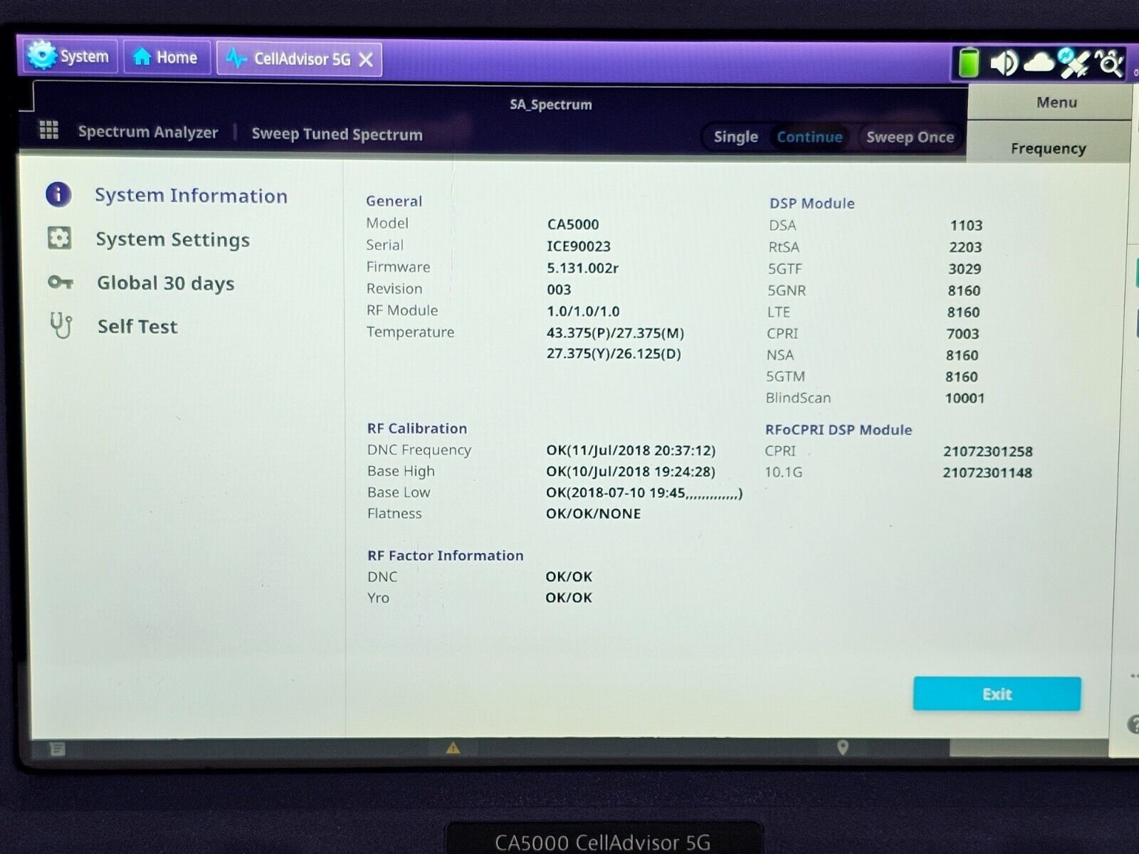 Viavi JDSU CA5000 CellAdvisor 5G Option F002 5G NR FR1 - 6 GHz & FR2 - 40 GHz