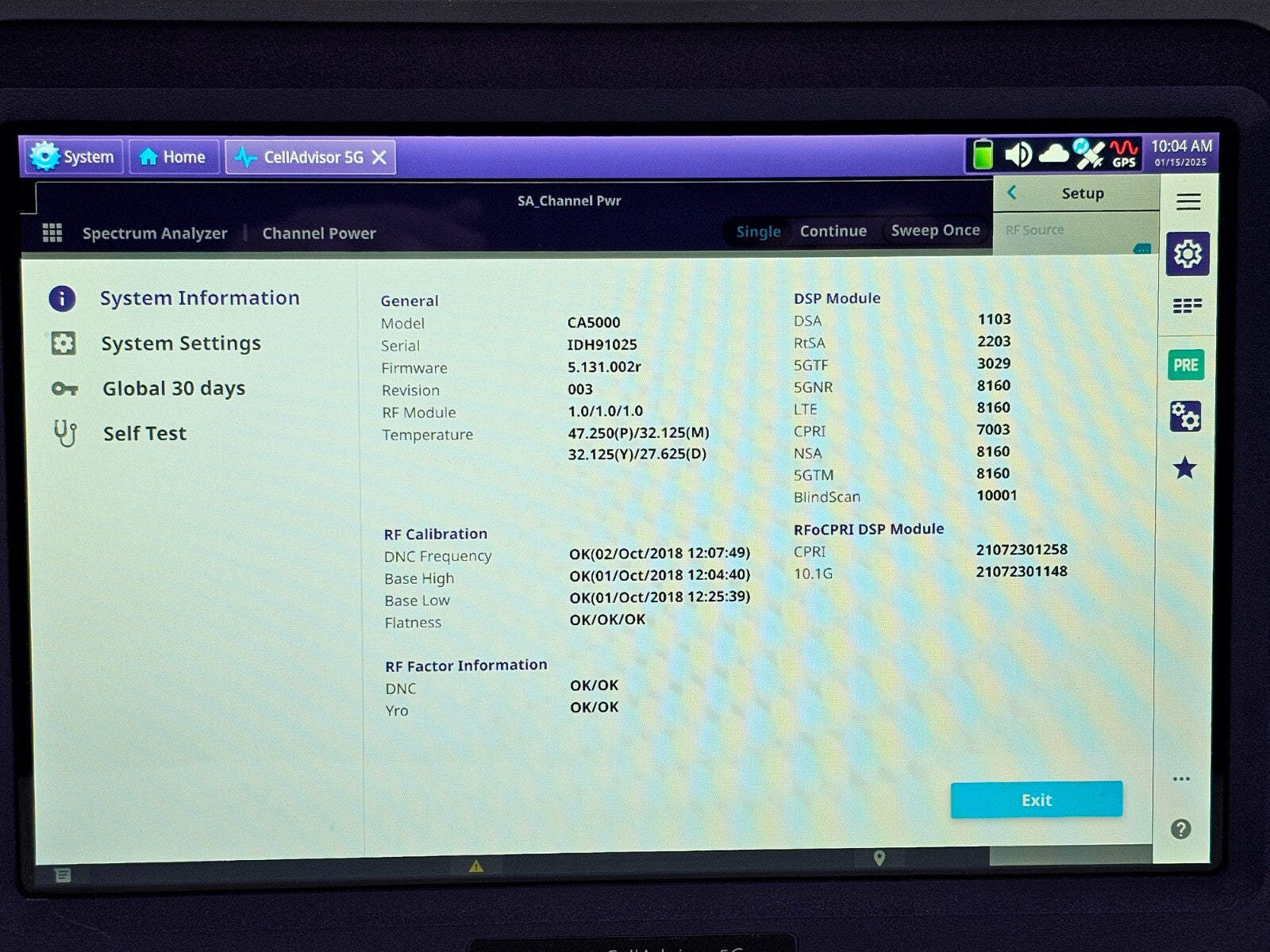 Viavi JDSU CA5000 CellAdvisor 5G Option F002 5G NR FR1 - 6 GHz & FR2 - 40 GHz