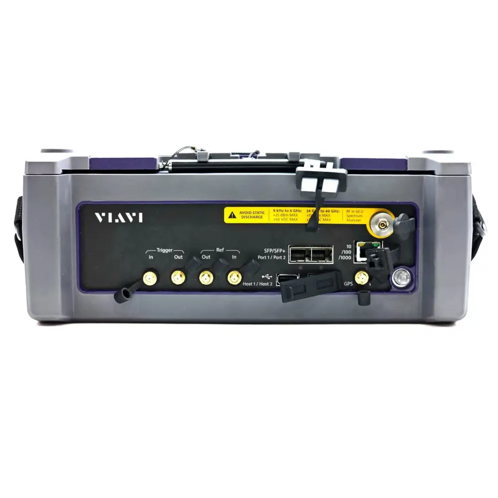 VIAVI CA5000 CellAdvisor 5G top panel showing Trigger In/Out, Ref In/Out, SFP ports, Ethernet, GPS and RF connector