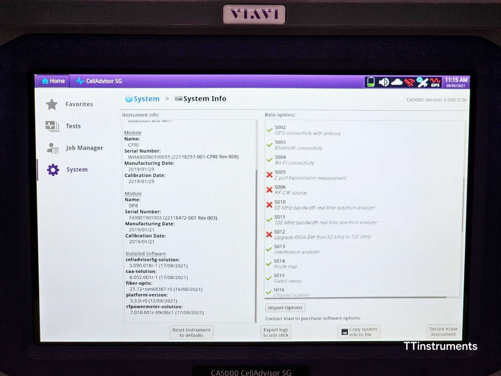 Viavi JDSU CA5000 CellAdvisor w/ Options 5G NR Signal Analyzer + 4G LTD FDD/TDD