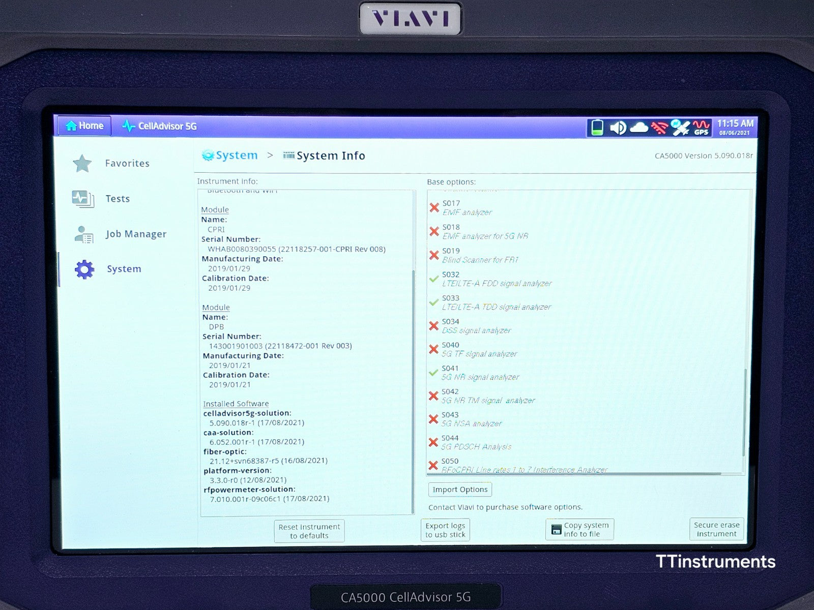 Viavi JDSU CA5000 CellAdvisor w/ Options 5G NR Signal Analyzer + 4G LTD FDD/TDD