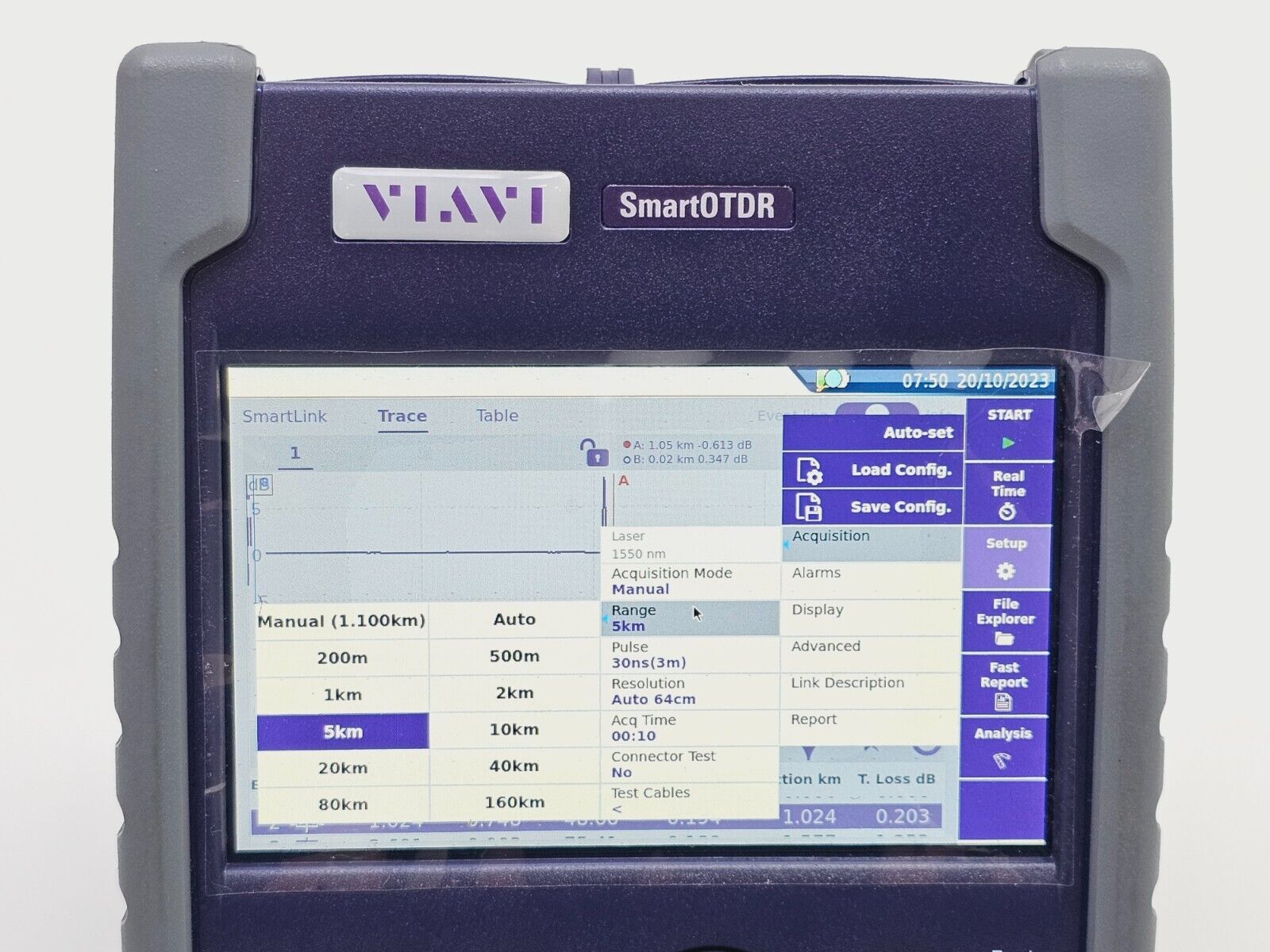 Viavi JDSU E100AS SmartOTDR 1550 nm 35 dB SM Metro Access OTDR VFL APC SC Source
