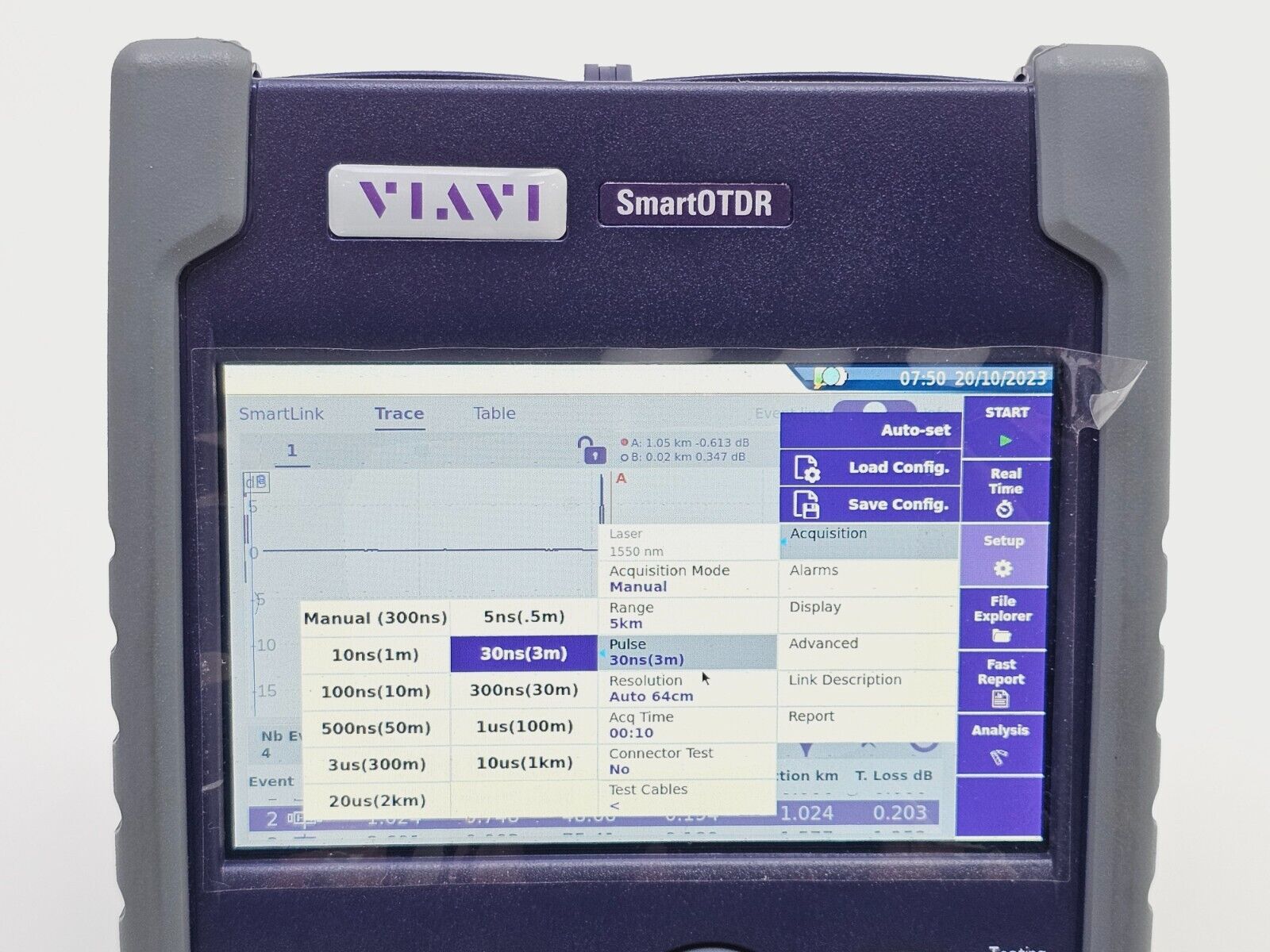 Viavi JDSU E100AS SmartOTDR 1550 nm 35 dB SM Metro Access OTDR VFL APC SC Source