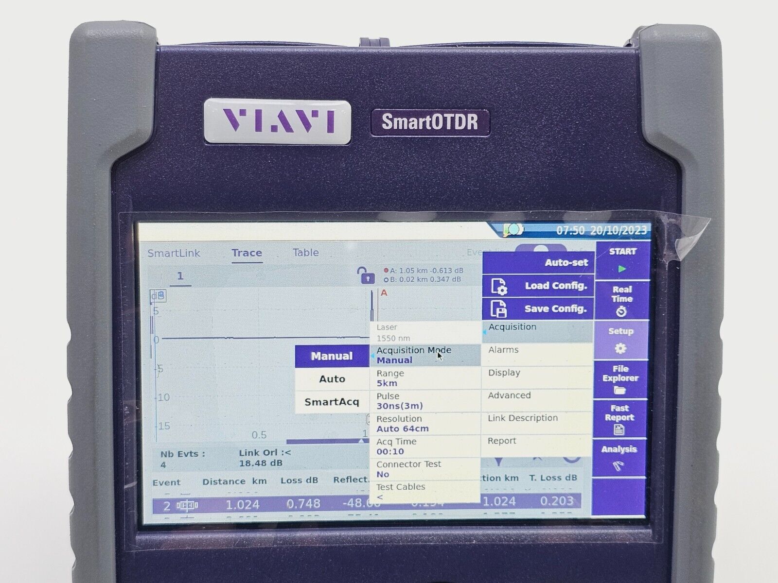 Viavi JDSU E100AS SmartOTDR 1550 nm 35 dB SM Metro Access OTDR VFL APC SC Source