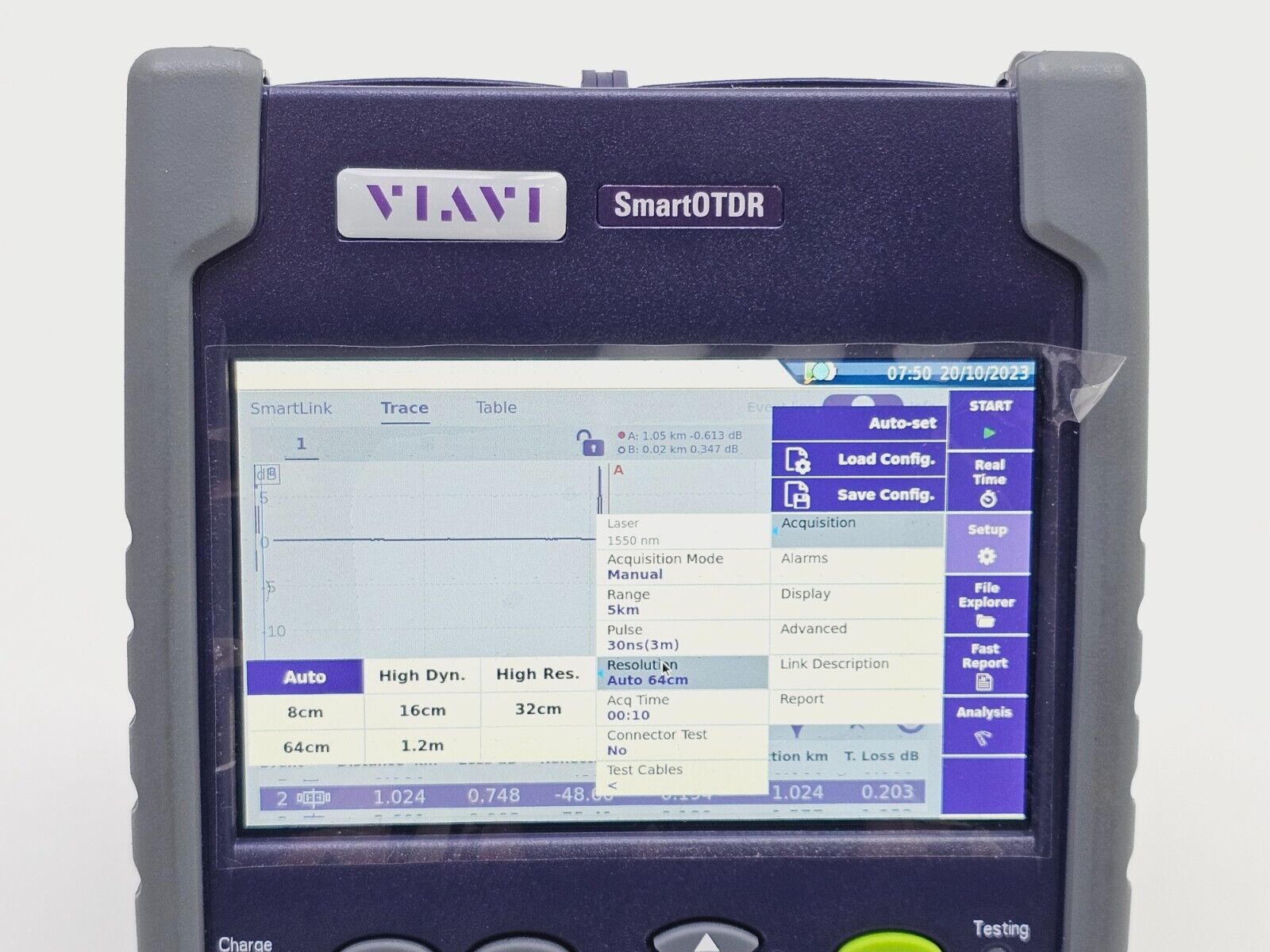 Viavi JDSU E100AS SmartOTDR 1550 nm 35 dB SM Metro Access OTDR VFL APC SC Source