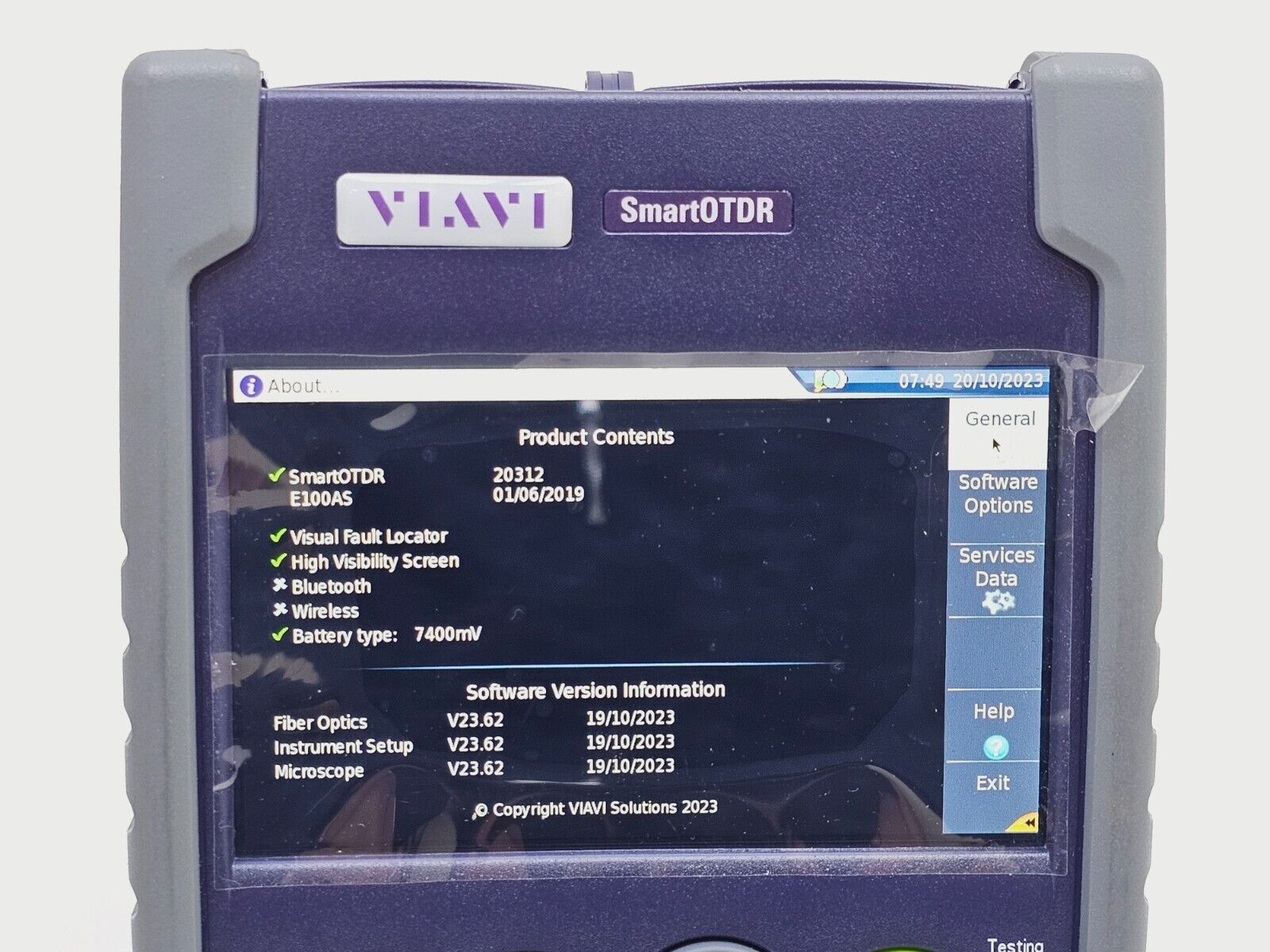 Viavi JDSU E100AS SmartOTDR 1550 nm 35 dB SM Metro Access OTDR VFL APC SC Source