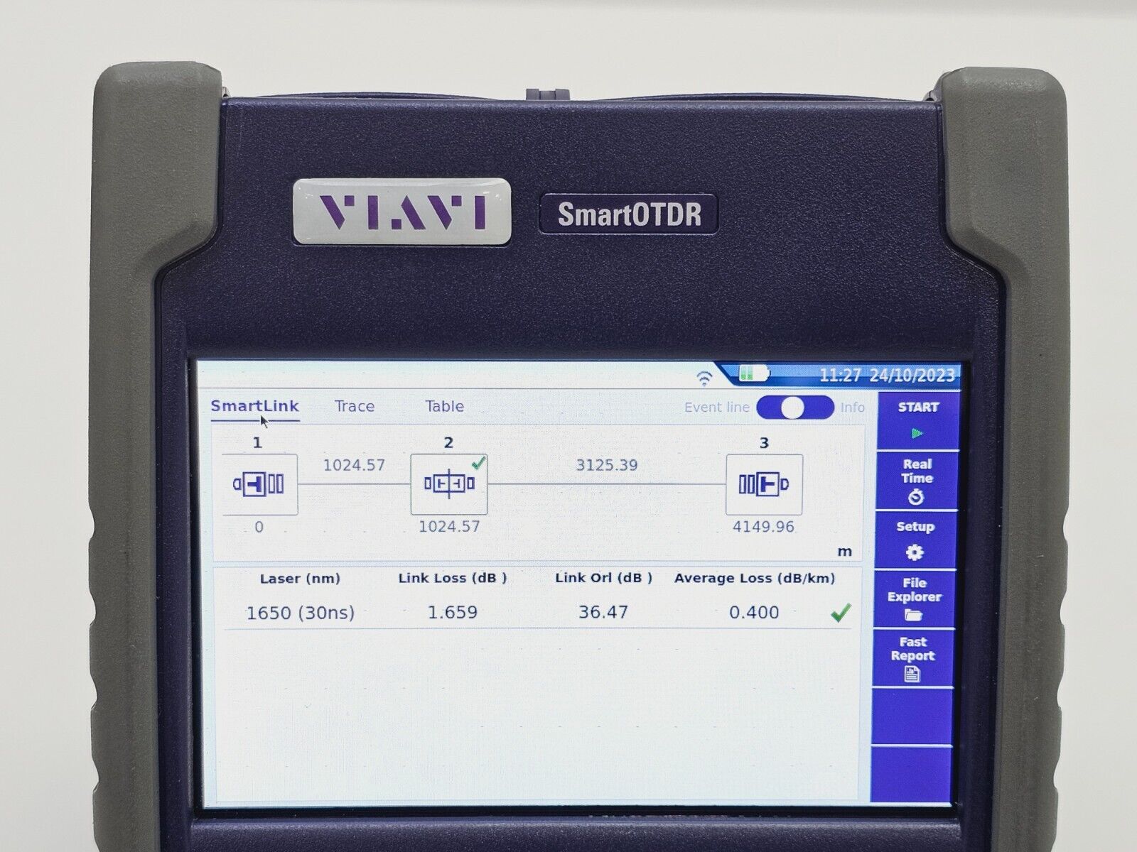 Viavi JDSU E118FA65PPM-APC SmartOTDR Filtered 1650 nm 32 dB SM OTDR with PON PM