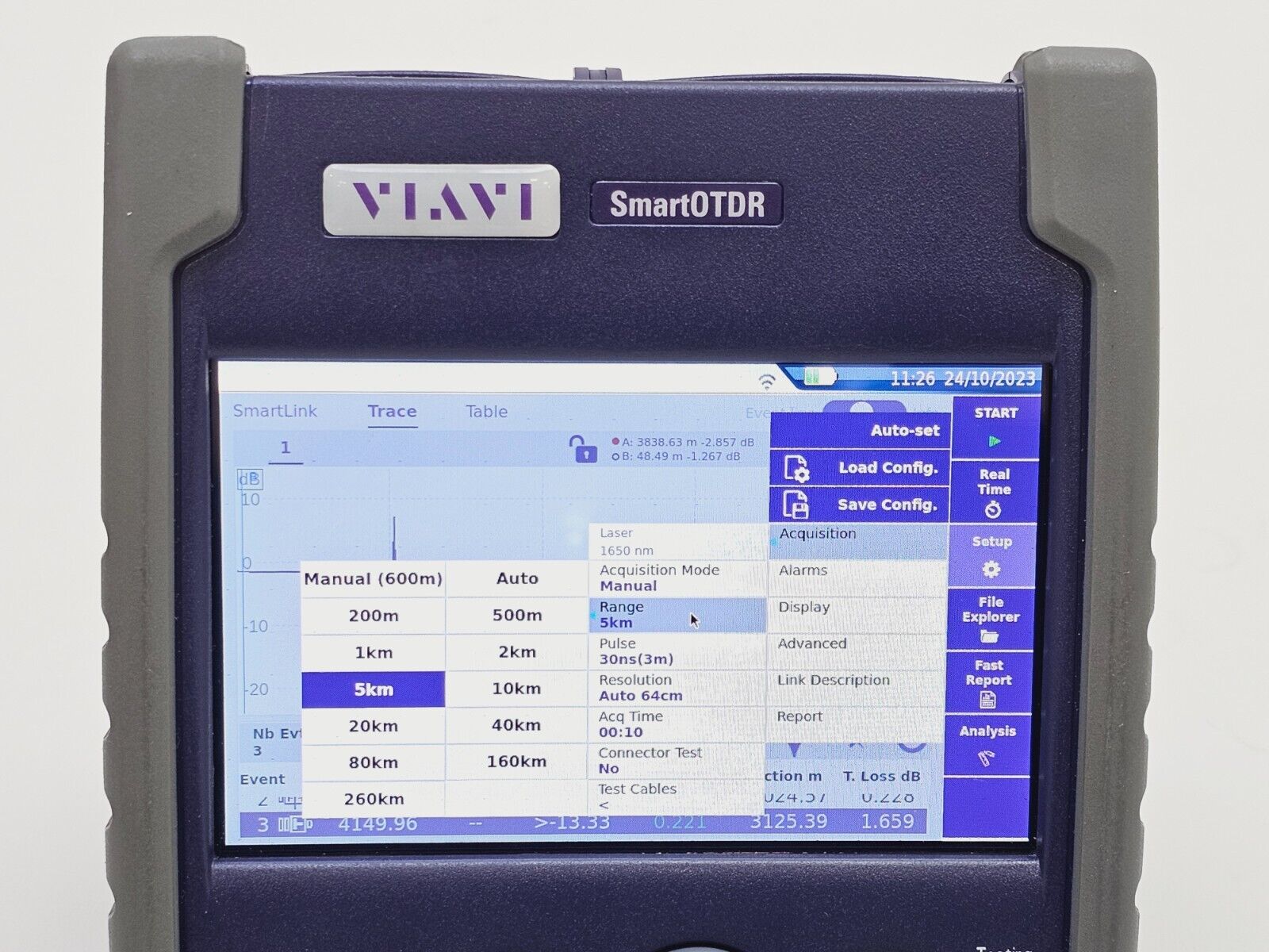 Viavi JDSU E118FA65PPM-APC SmartOTDR Filtered 1650 nm 32 dB SM OTDR with PON PM