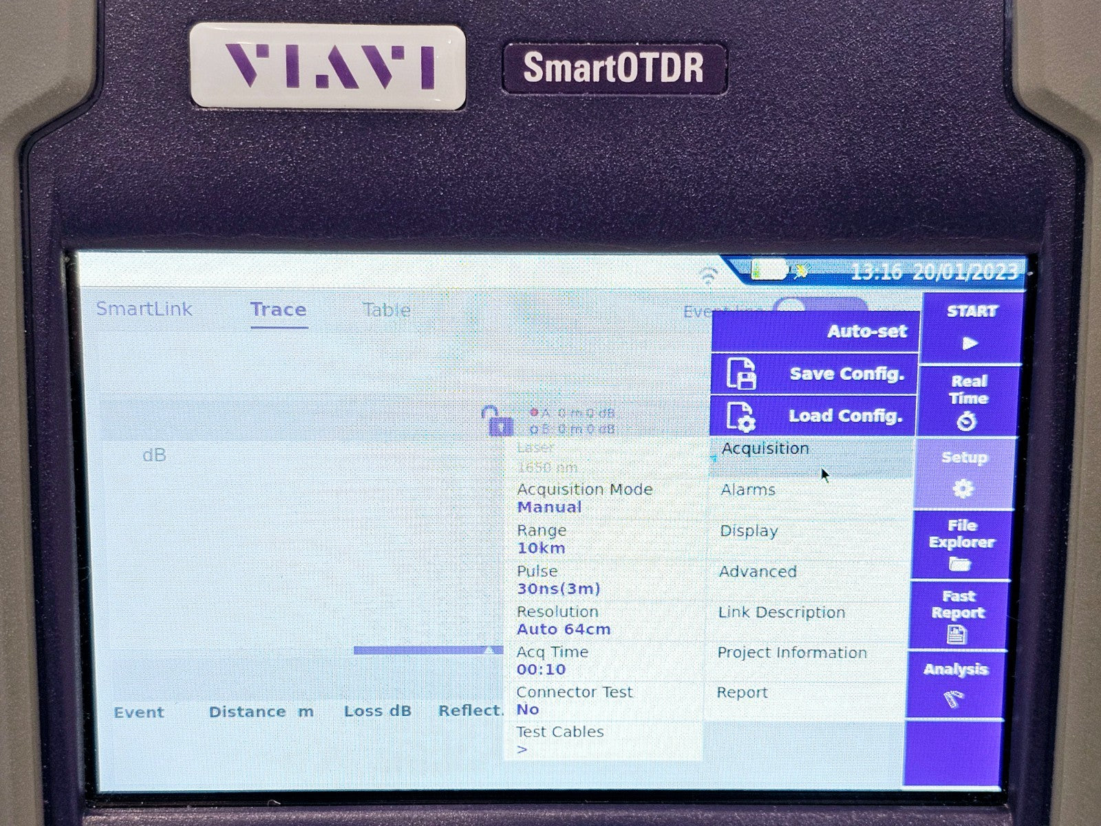 Viavi JDSU E118FA65PPM SmartOTDR 1650 nm 32 dB LIVE Filtered APC SM PON OTDR VFL