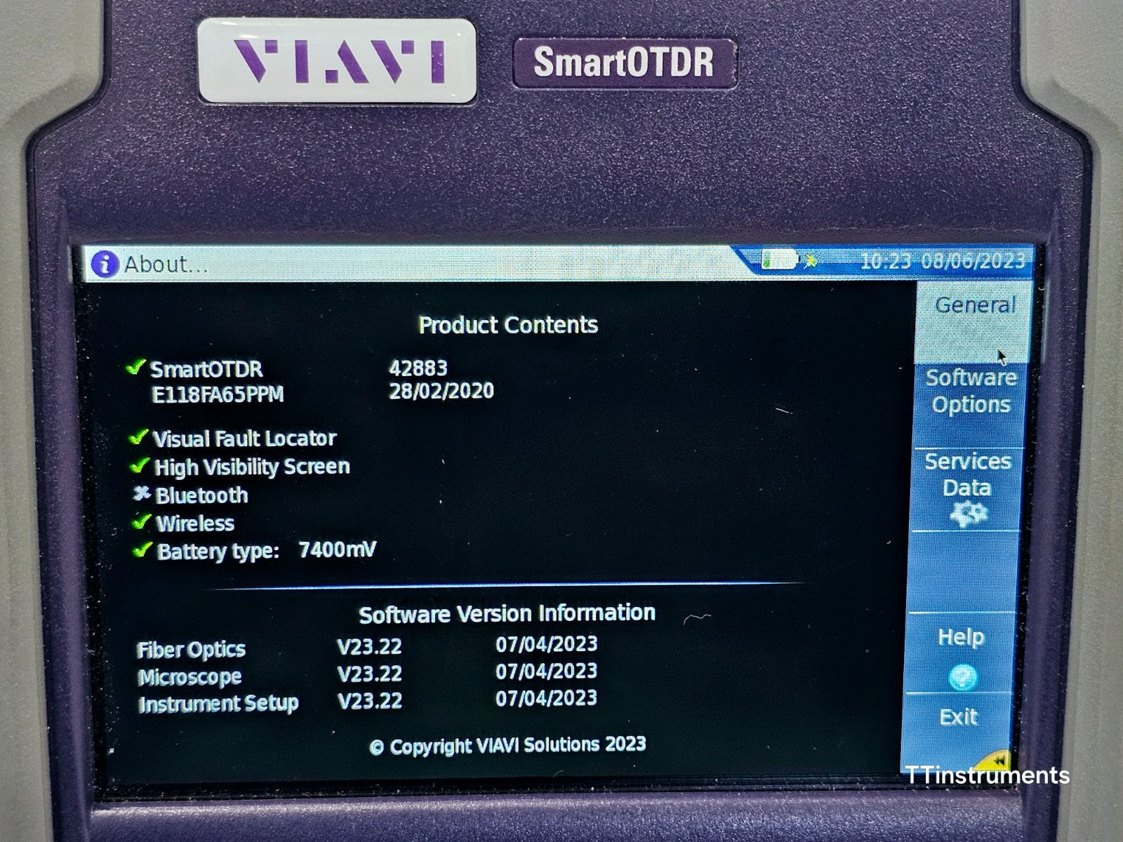 Viavi JDSU E118FA65PPM SmartOTDR 1650 nm 32 dB LIVE/Filtered APC SM PON OTDR VFL