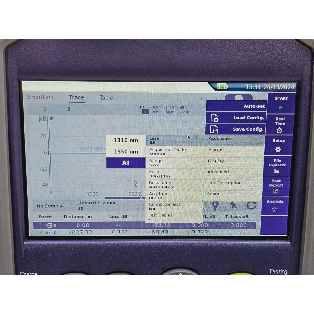 Viavi JDSU E126A SmartOTDR angled three-quarter front view showing compact design