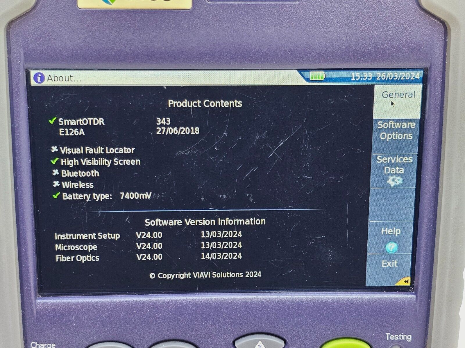 Viavi JDSU E126A SmartOTDR 1310/1550 nm 37/35 dB SM Metro Access OTDR APC-SC
