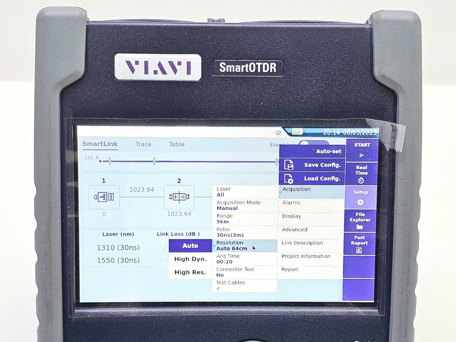 Viavi JDSU E126B SmartOTDR 1310/1550 nm 40/40 dB SM Long Haul OTDR VFL APC SC