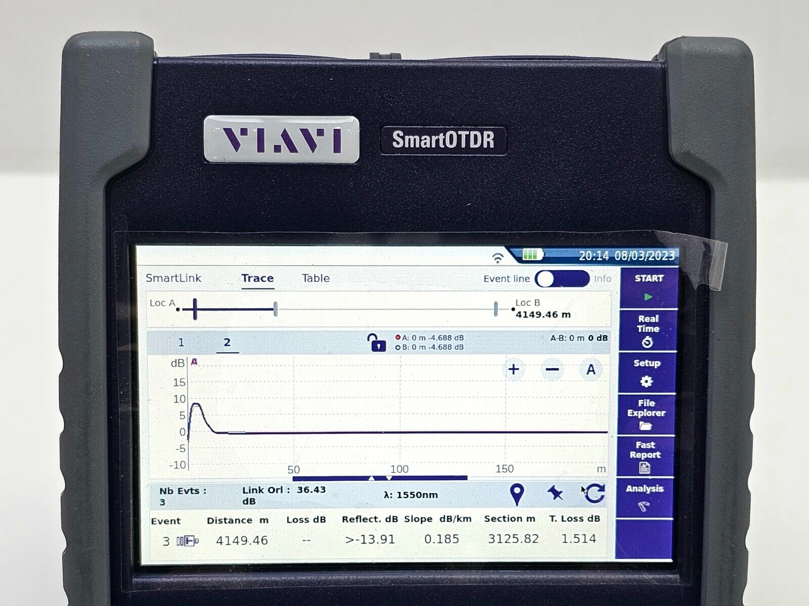 Viavi JDSU E126B SmartOTDR 1310/1550 nm 40/40 dB SM Long Haul OTDR VFL APC SC