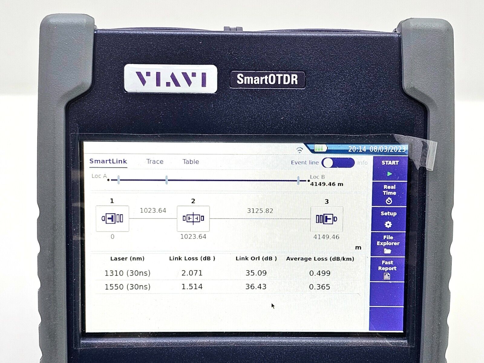 Viavi JDSU E126B SmartOTDR 1310/1550 nm 40/40 dB SM Long Haul OTDR VFL APC SC