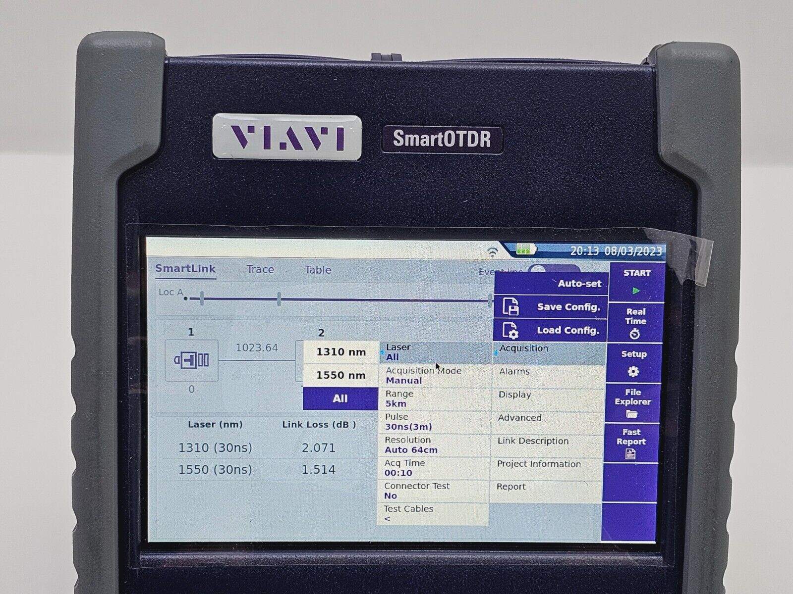 Viavi JDSU E126B SmartOTDR 1310/1550 nm 40/40 dB SM Long Haul OTDR VFL APC SC