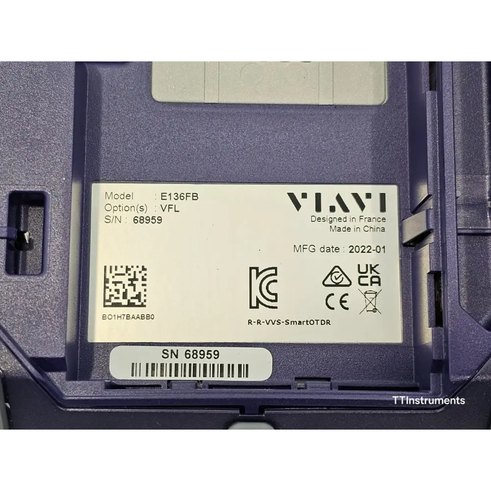 Viavi JDSU E136FB SmartOTDR touchscreen showing OTDR trace at 1550 nm wavelength