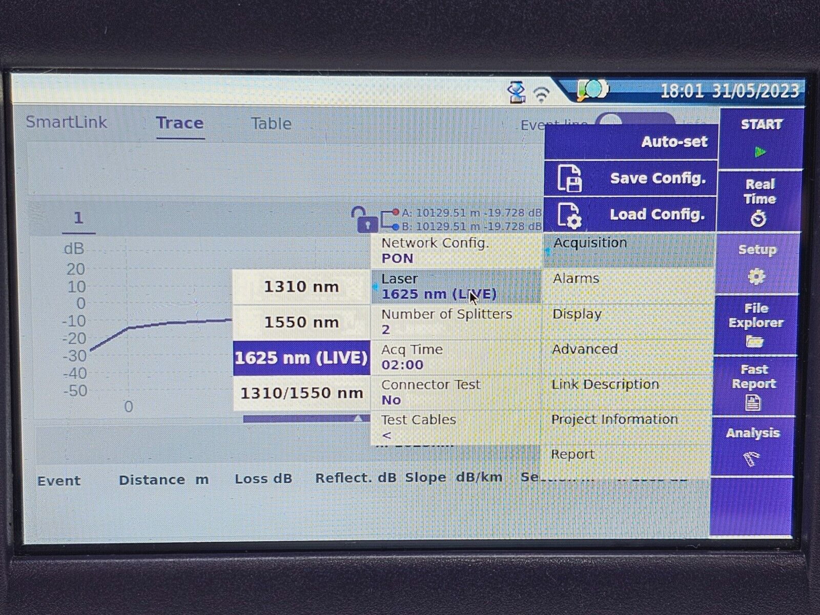 Viavi JDSU E136FB SmartOTDR 1310/1550 & 1625 Live 41 dB SM Long Haul OTDR VFL