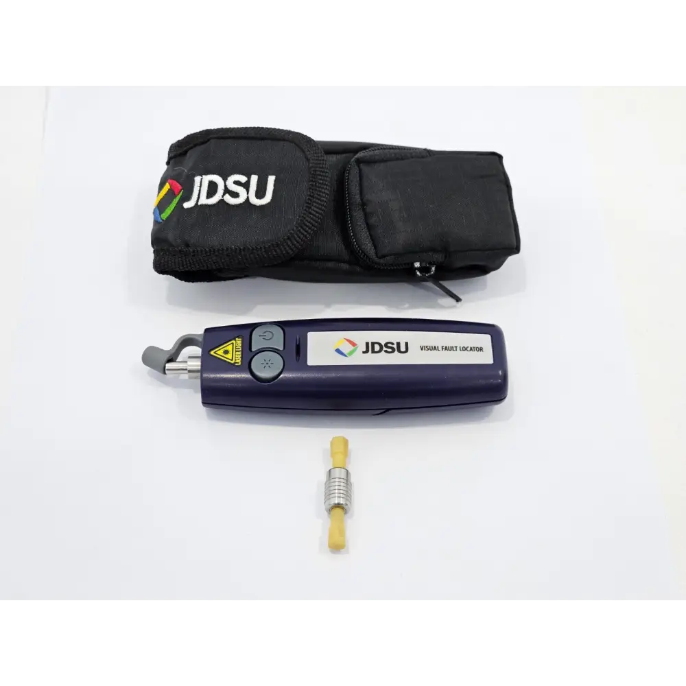 Viavi FFL-050 pen-style fibre optic fault locator showing connector interface detail