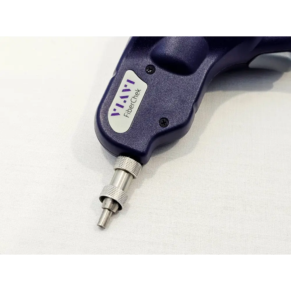 VIAVI FiberChek FIT-FC-KIT3 probe nozzle close-up showing FiberChek branding label and knurled metal tip adapter