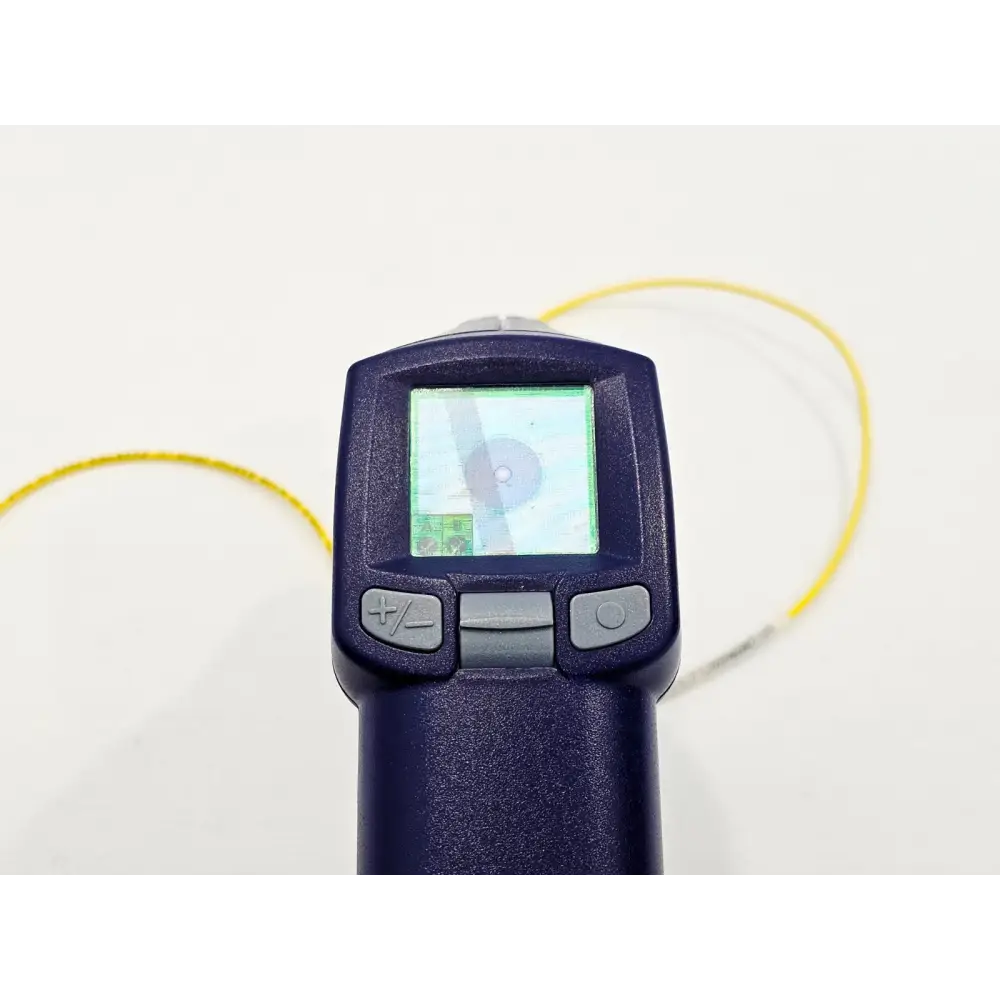 VIAVI FiberChek FIT-FC-KIT3 display showing magnified fibre end-face with Pass/Fail analysis result