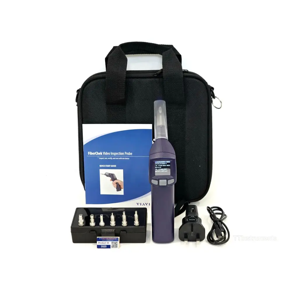 Viavi JDSU FiberChek fibre optic inspection probe front view with integrated display