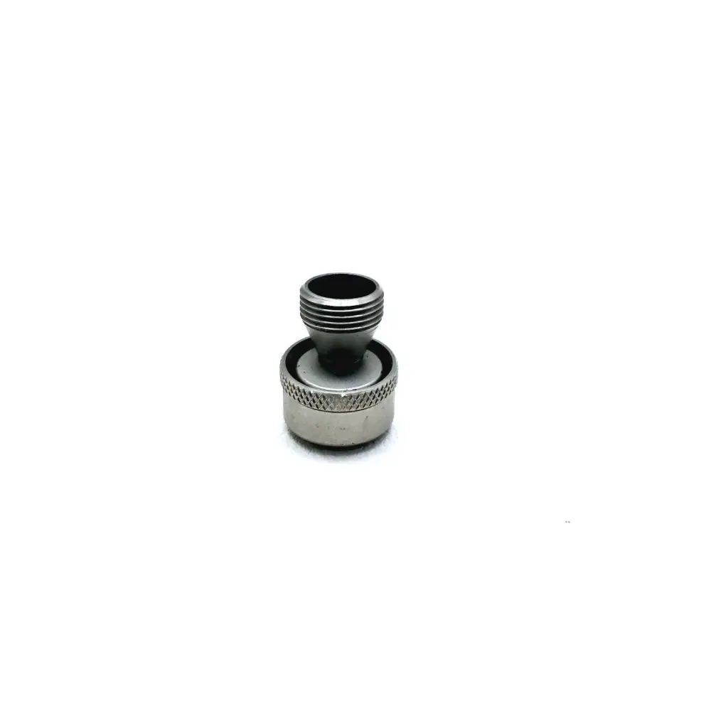 Viavi FBTP-FC-APC FC/APC bulkhead probe tip — front-on view showing knurled collar and threaded male connector