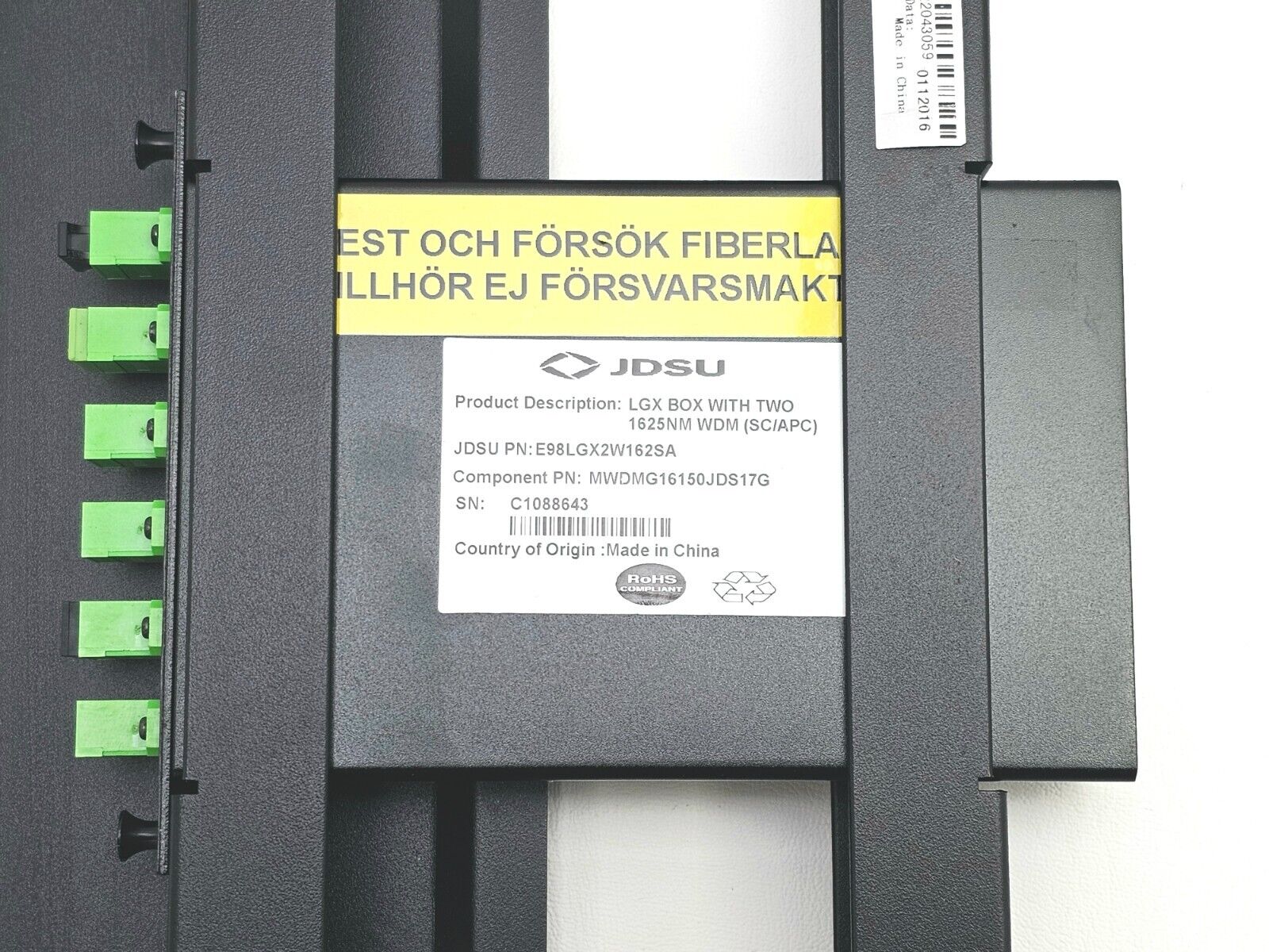 Viavi JDSU LGX Box with TWO 1625nm WDM SC-APC E98LGX2W162SA Passive Component Mo