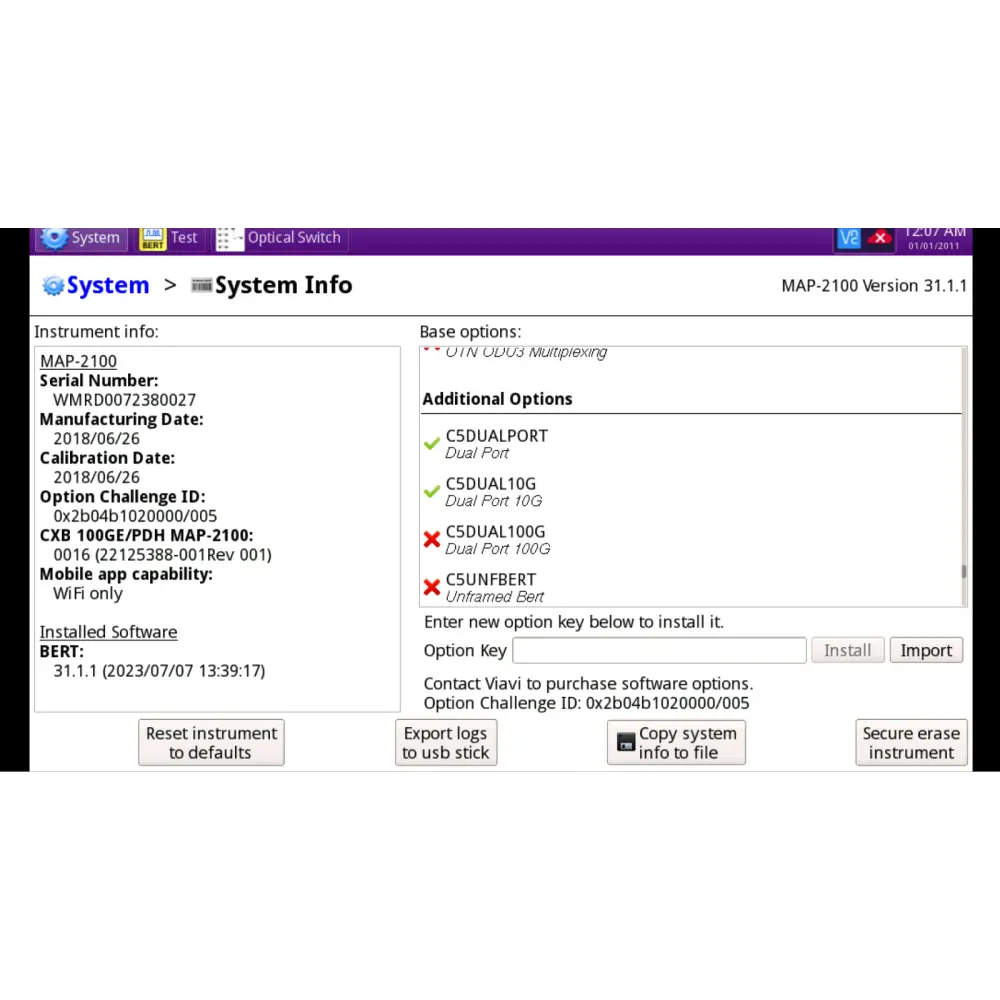 MAP-2100 licence screen showing C5REMCTRL remote control and C5DUALPORT options