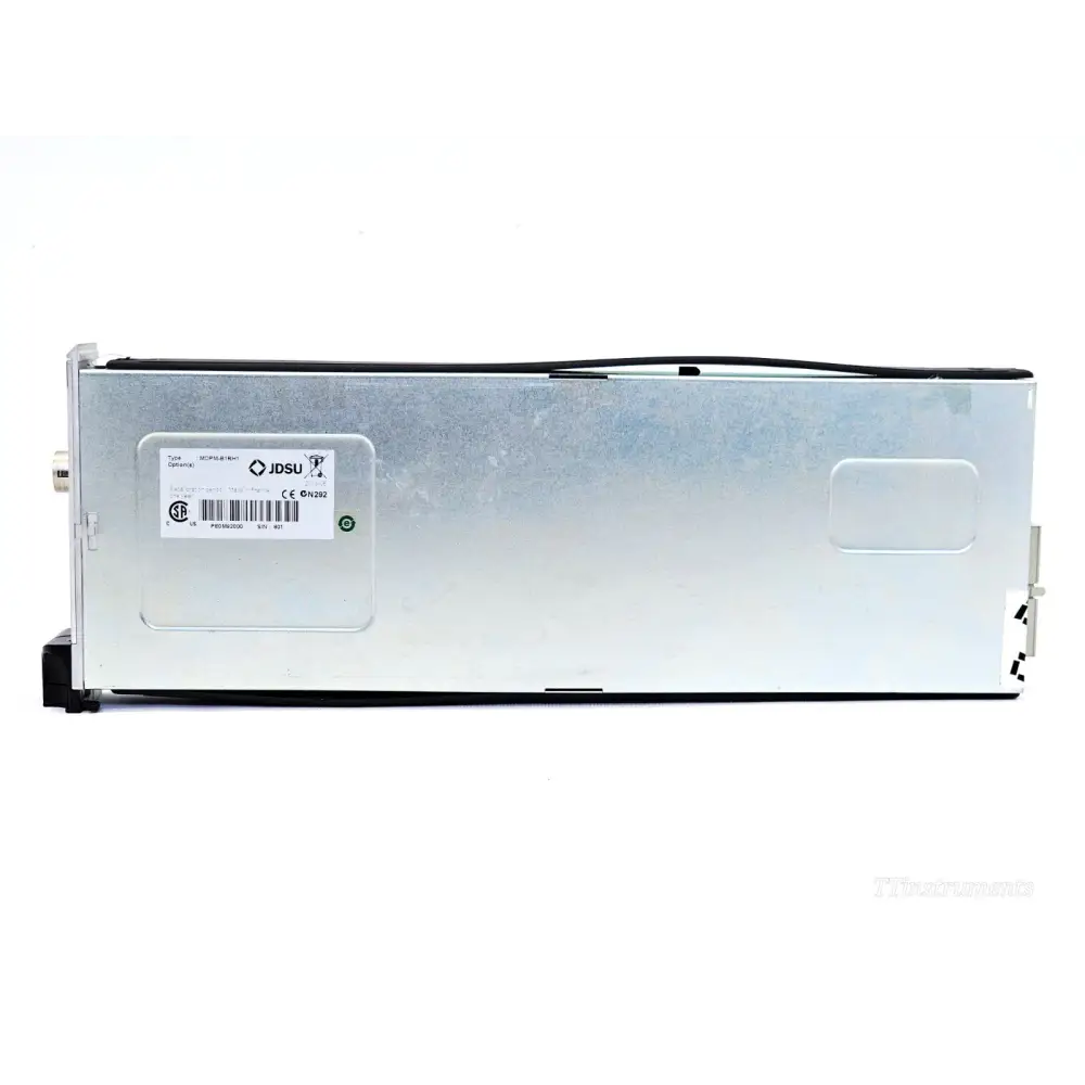 JDSU Viavi mOPM-B1RH1 side view showing JDSU type label with CE and CSA markings and serial number