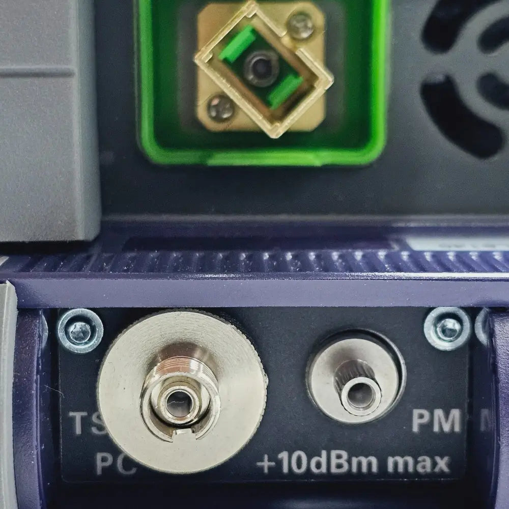 Viavi MTS 2000 rear panel view with power port and AC adapter connection