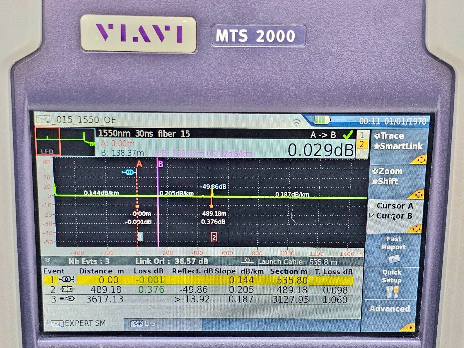 Viavi JDSU MTS 2000 Mainframe + 4126 MA SM OTDR 1310/1550nm Fiber Complete Softw