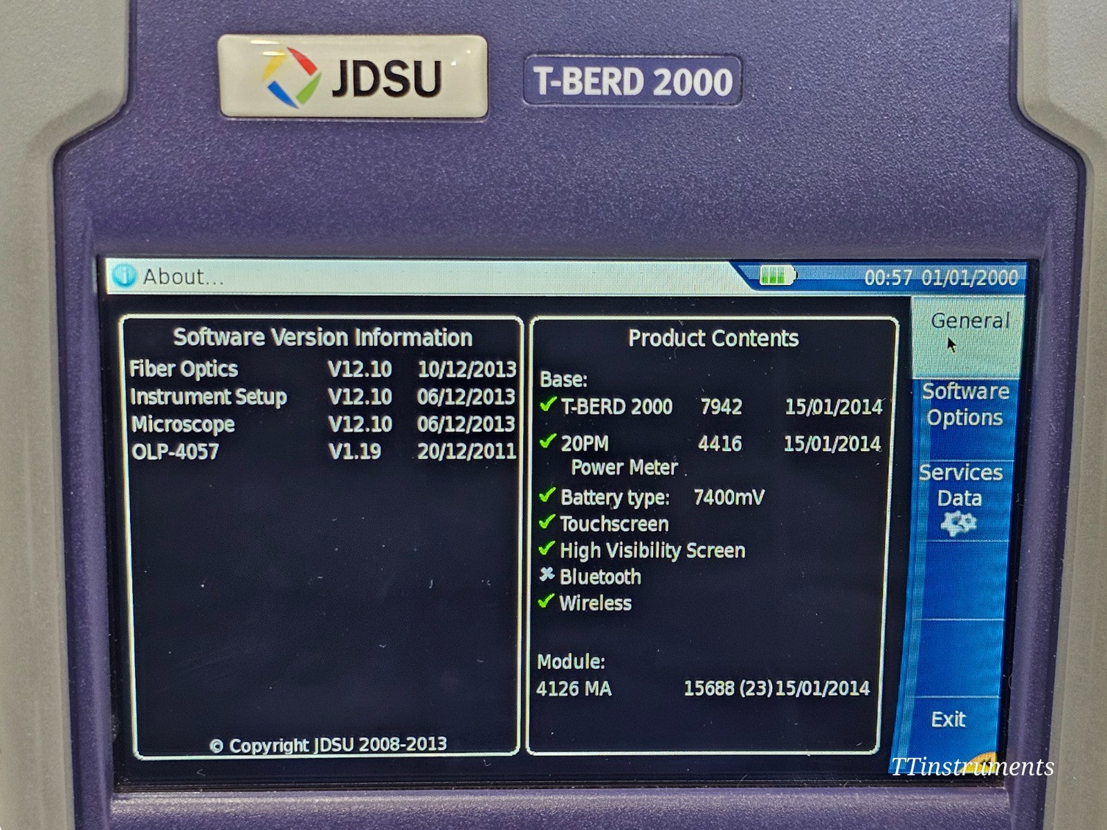 Viavi JDSU MTS 2000 Mainframe & 4126 MA SM OTDR 1310/1550nm LC-APC 37/35 dB SM