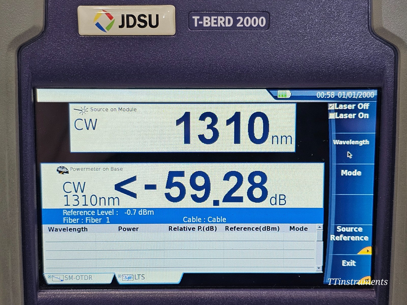 Viavi JDSU MTS 2000 Mainframe & 4126 MA SM OTDR 1310/1550nm LC-APC 37/35 dB SM