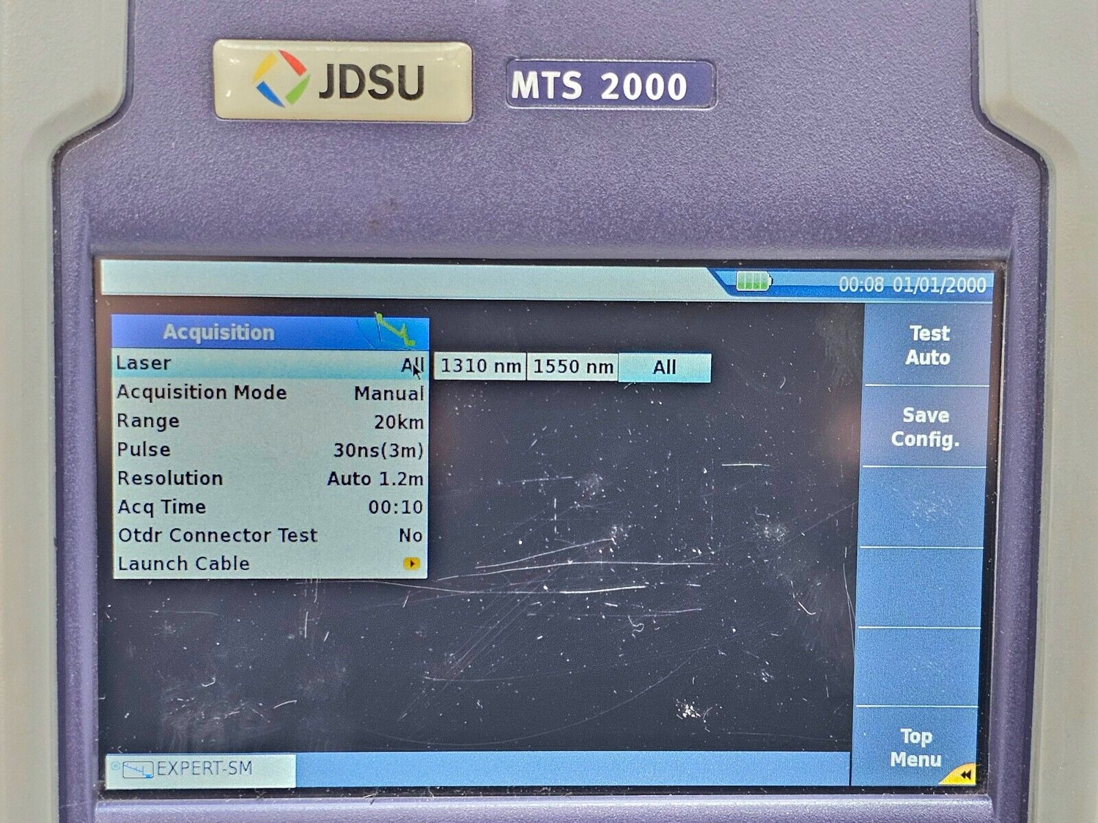 Viavi JDSU MTS 2000 Mainframe w/ 4126 MA SM OTDR 1310/1550 nm 37/35 dB PC-FC