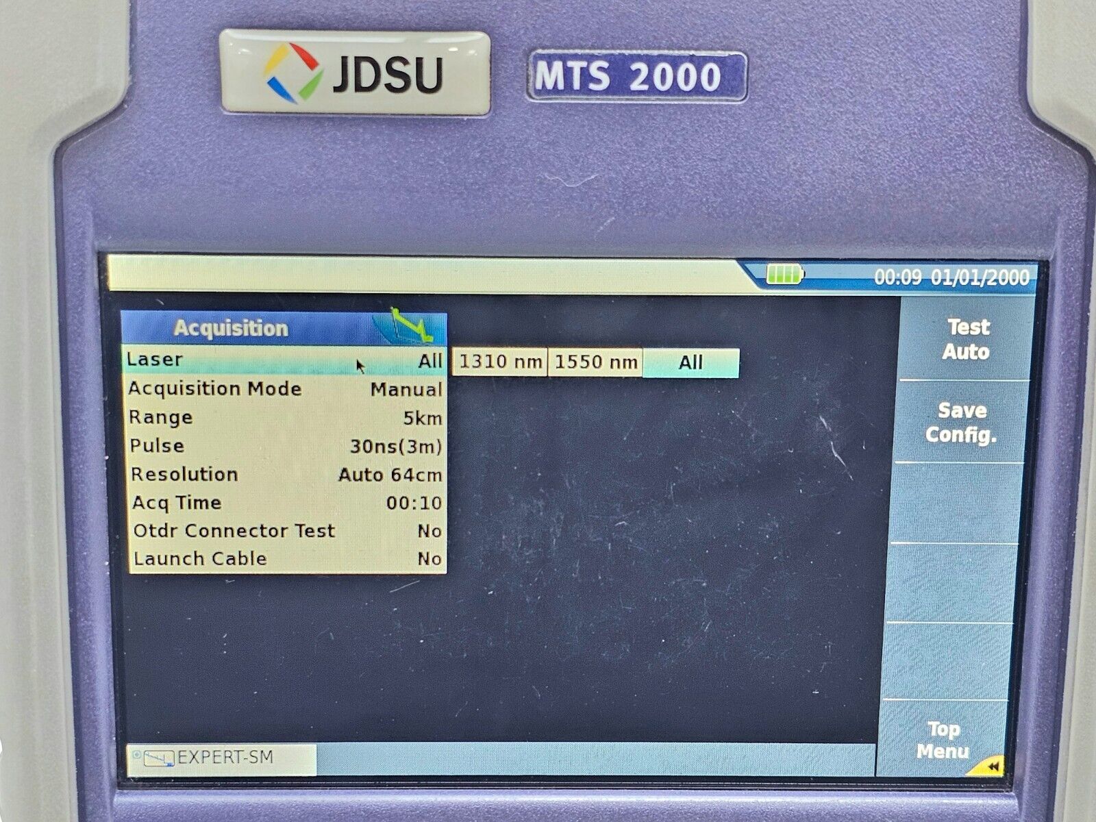 Viavi JDSU MTS 2000 Mainframe w/ 4126 MA SM OTDR 1310/1550 nm 37/35 dB APC