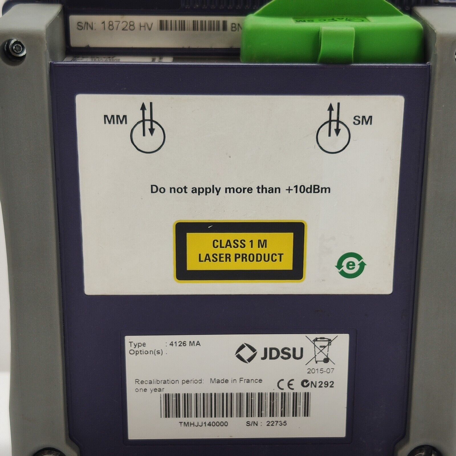 Viavi JDSU MTS 2000 Mainframe w/ 4126 MA SM OTDR 1310/1550 nm 37/35 dB APC