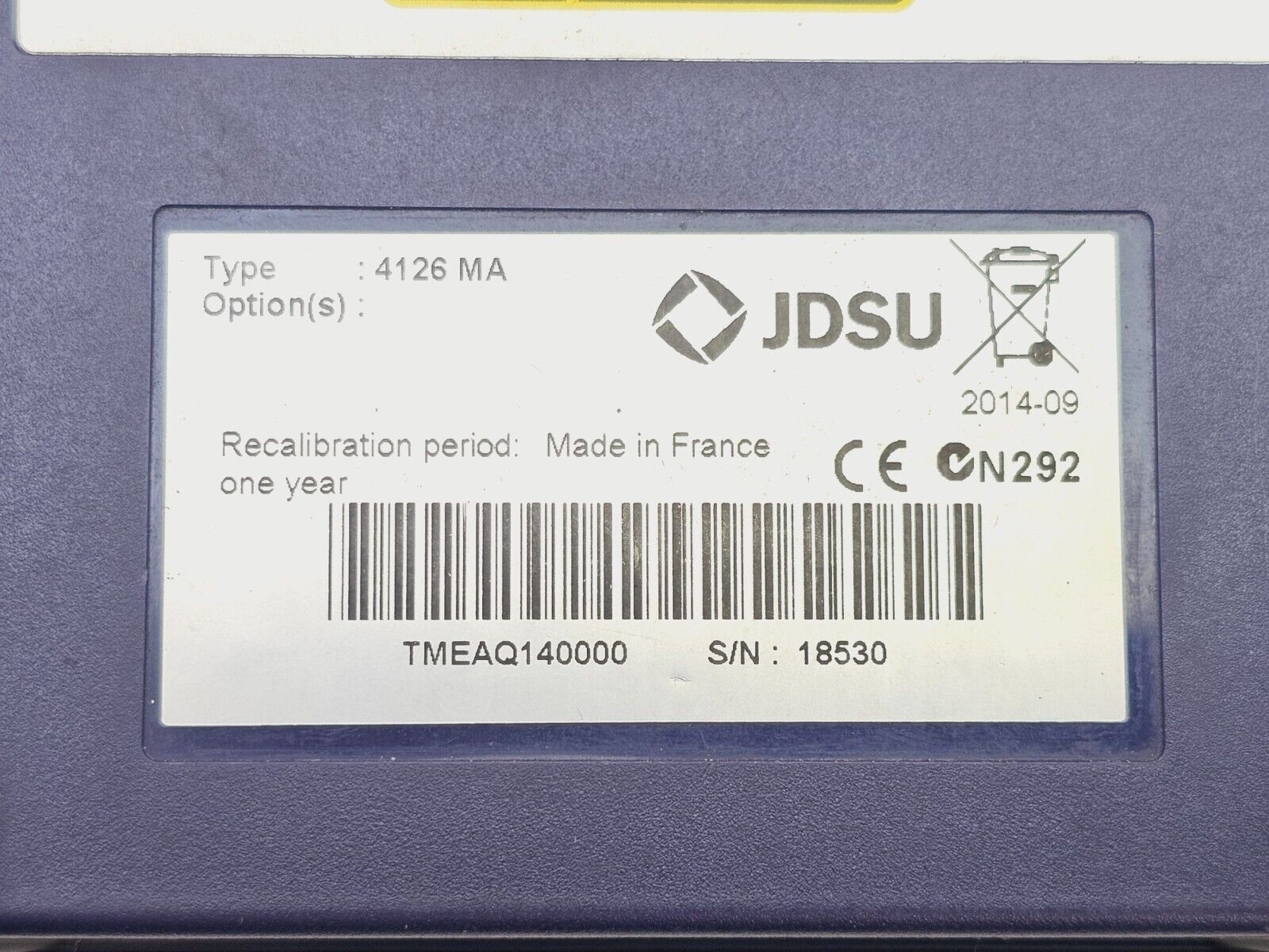 Viavi JDSU MTS 2000 Mainframe w/ 4126 MA SM OTDR 1310/1550 nm 37/35 dB APC